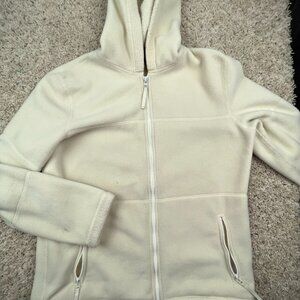 Lauren Ralph Lauren Zip Up Hoodie Womens Small Pale Yellow Fleece Lined Zip